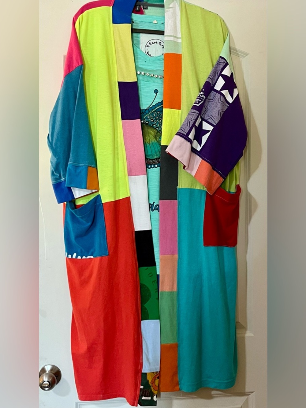 Shannon Passero Colorblock Patchwork Kimono Duster - Bright Multicolor Tees OS